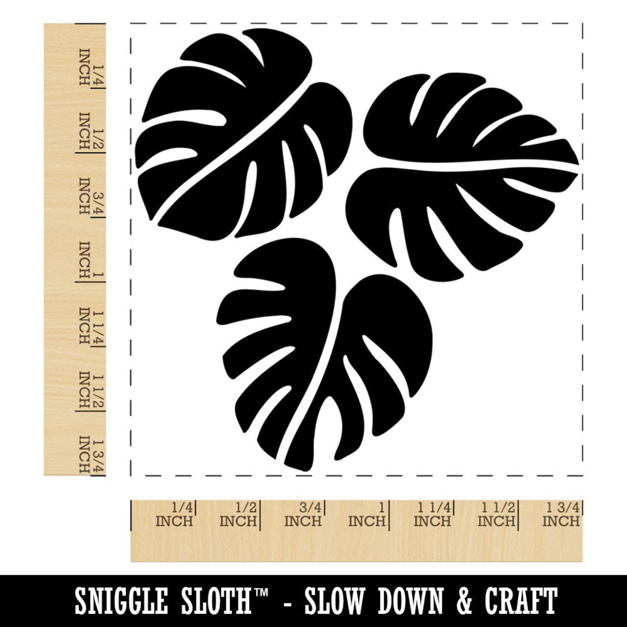 Monstera Leaves Trio Square Rubber Stamp for Stamping Crafting